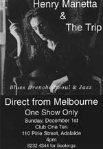 Henry Manetta and the Trip  Past Gigs Poster club 110